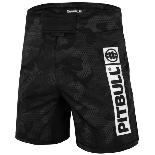 Pit Bull West Coast MMA Fight Shorts, Net Camo Hilltop 2, black, S | S red